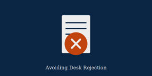 Document with a red X representing desk rejection in academic publishing