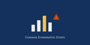 Bar chart with a warning symbol representing common econometric errors