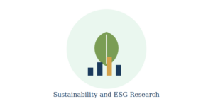 Leaf and bar chart representing sustainability and ESG research in management studies