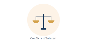 Balance scale representing conflicts of interest in economic policy research