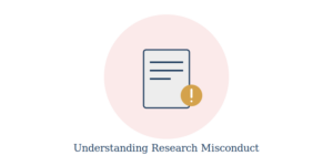 Document with a warning symbol representing research misconduct definitions for authors