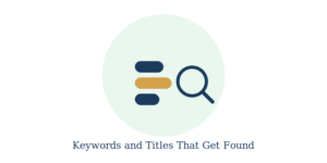 Magnifying glass over keyword tags representing paper discoverability