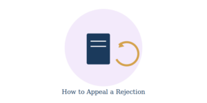 Document with a return arrow representing the process of appealing a rejection decision