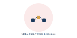 Connected nodes representing global supply chain economics research