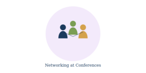 Connected figures representing networking at economics and management conferences